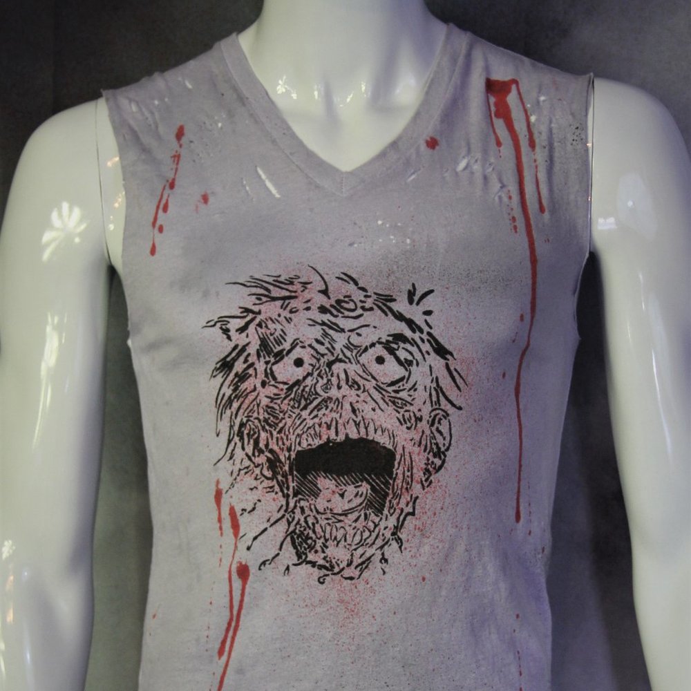 Zombie Handmade Distressed Destroyed Studded Shirt